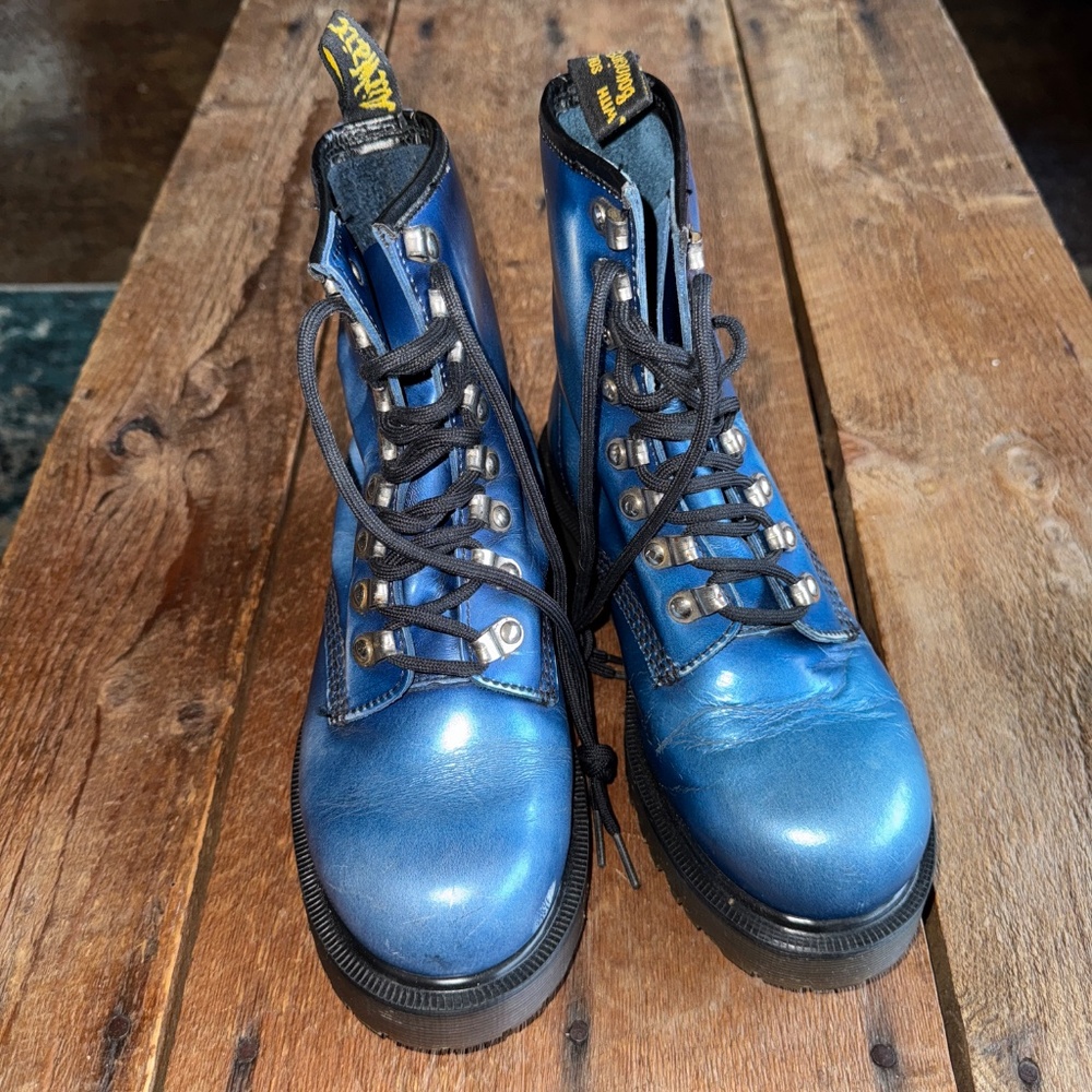 Dr. Martens 8217/34 VTG Made in England Cobalt Blue Boots - Picture 4 of 15